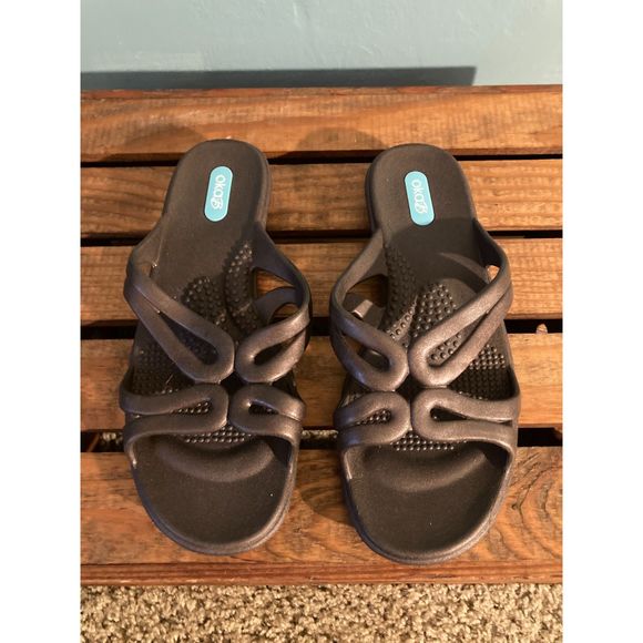 Oka B bronze slip on bronze brown rubber sandals size small - Picture 1 of 6